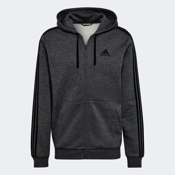 men's essentials fleece 3-stripes full-zip hoodie