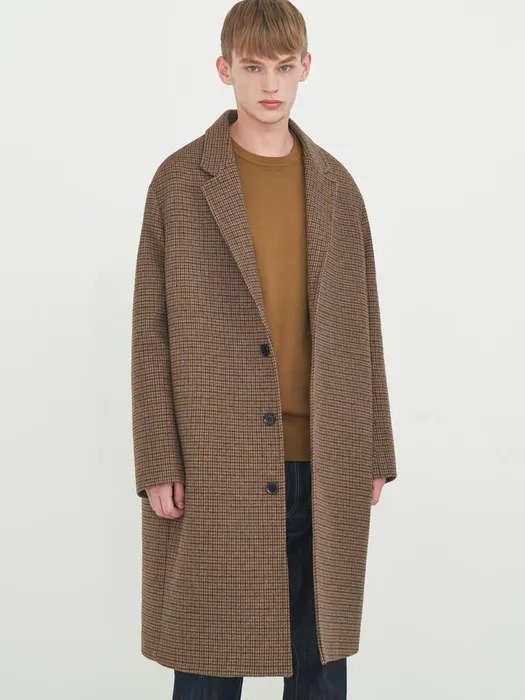 Wool Blend Single Coat_Brown Check