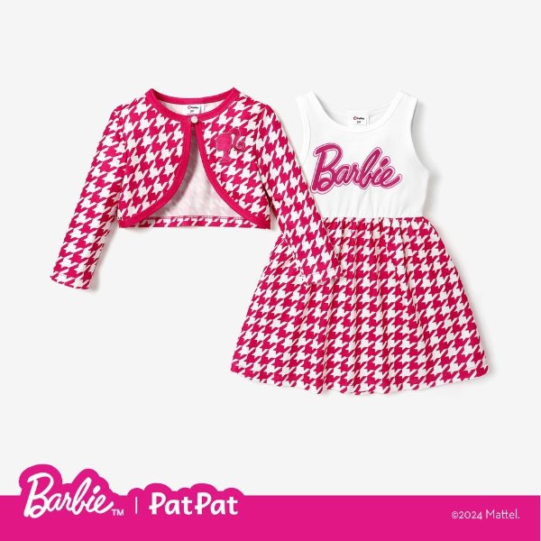 Barbie Toddler/Kid Girl Character Pattern Long-sleeve Top and Short-sleeve Letter Dress Set
