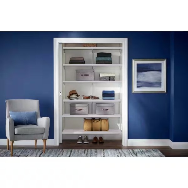 Genevieve 4 ft. White Adjustable Closet Organizer 6 Shelf Stack