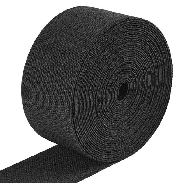 Jalan 2 Inch Knit Elastic Strap, Heavy Stretch High Elasticity Knit Elastic Band 6.6 Yards, Black