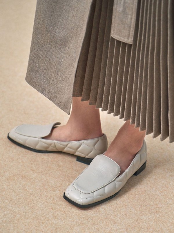 Chalk Quilted Leather Loafers