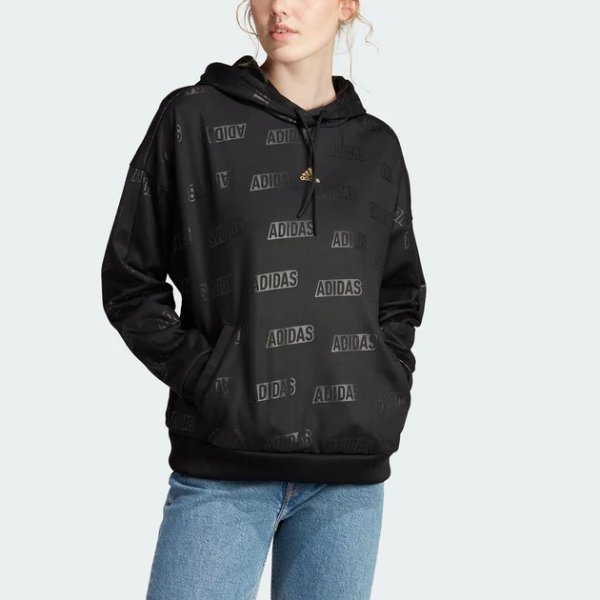 women's embossed monogram fleece hoodie