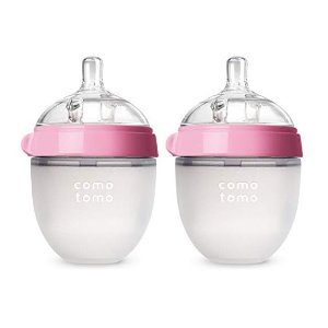 Comotomo 妈妈乳感防胀气硅胶奶瓶 5oz 粉色两只装