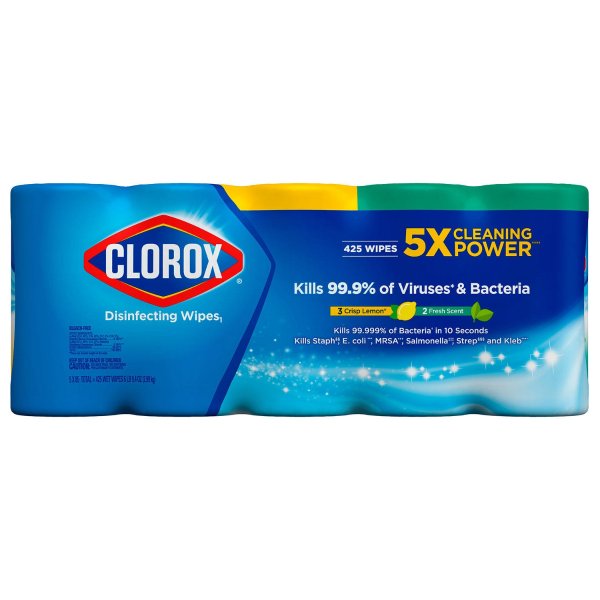 Clorox 消毒抗菌湿巾超值套装，5盒
