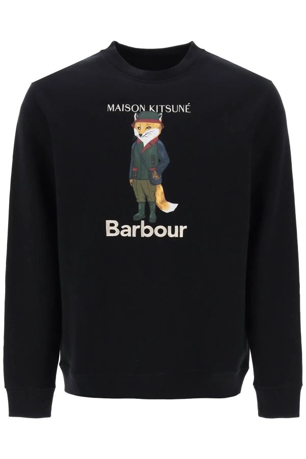 Maison Kitsune Fox Beaufort crew-neck sweatshirt Barbour