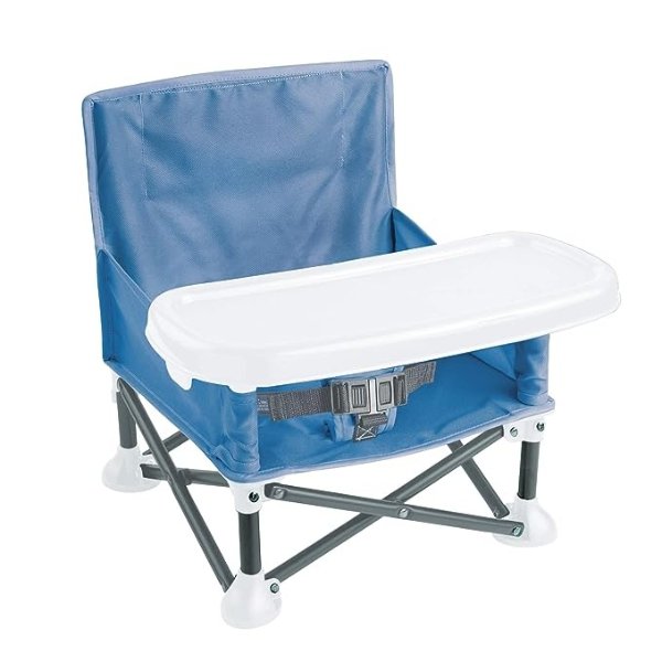 便携式折叠婴儿餐椅，蓝色