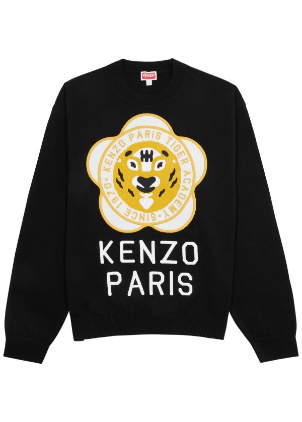 KENZO Logo-embroidered wool-blend jumper