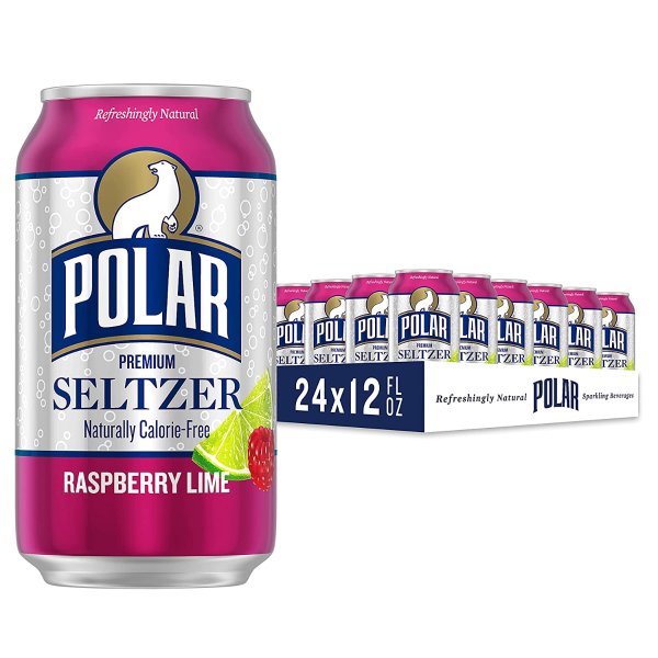 Polar Seltzer 覆盆子青柠口味气泡水12oz 24罐