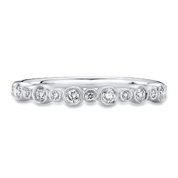 Bezel Set Diamond Wedding Ring With Milgrain