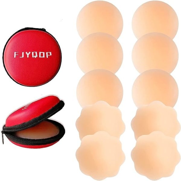 Nipple Covers Silicone Pasties for Women - 5 Pairs, Reusable Nippleless Covers Invisible Adhesive Sticky Breast Petal