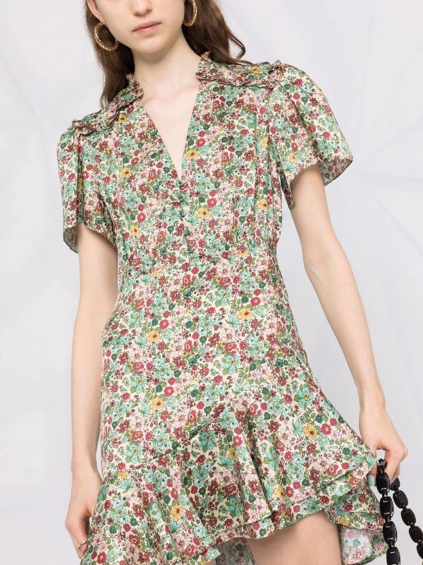 floral-print V-neck dress
