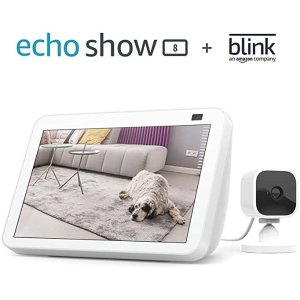 All-new Echo Show 8 (2nd Gen, 2021 release) - Glacier White bundle with Blink Mini
