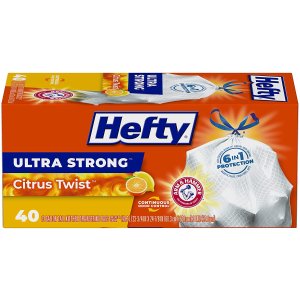 Hefty Ultra Strong 超强韧13加仑垃圾袋40个，柑橘清新