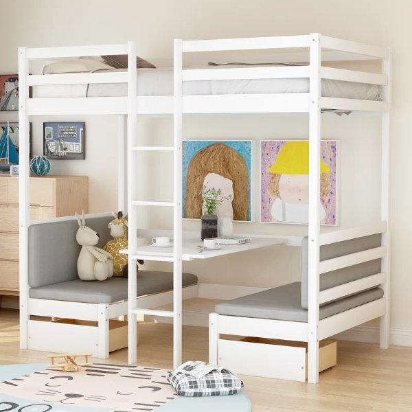 Bain Twin Loft Bed with Desk and DrawersBain Twin Loft Bed with Desk and DrawersRatings & ReviewsCustomer PhotosQuestions & AnswersShipping & ReturnsMore to Explore