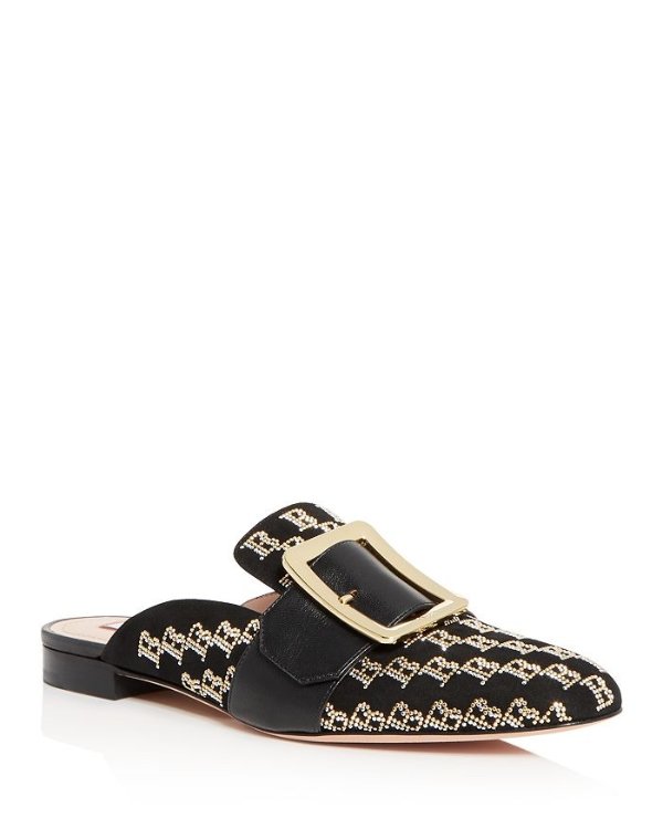 Women's Janesse Logo-Stud Buckled Mules