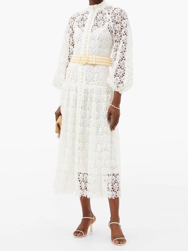 Empire belted guipure-lace midi dress | Zimmermann | MATCHESFASHION US