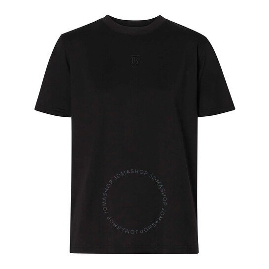 Ladies Black Monogram Motif Cotton T-shirt