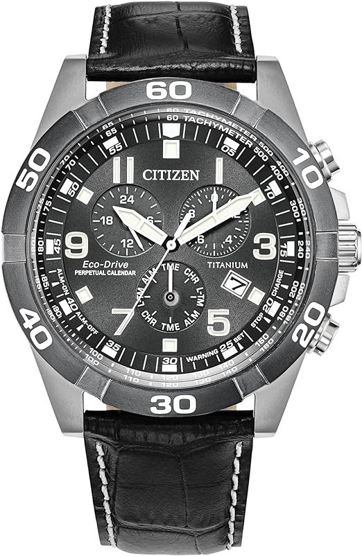 Men's Eco-Drive Sport Casual Brycen Chronograph Watch, Super Titanium™, Perpetual Calendar, Tachymeter 12/24 Hour Time, Alarm, Date