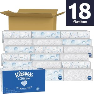 Kleenex Expressions Trusted Care Facial Tissues, 18 Flat Boxes, 160 Tissues per Box, 2-Ply