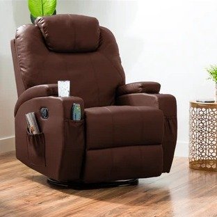 Faux Leather Swivel Glider Massage Recliner Chair