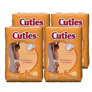 Cuties Baby Diapers, Size 6, 23-Count, Pack of 4