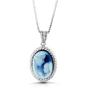 Mother Holding Baby Cameo Pendant in Sterling Silver with Chain