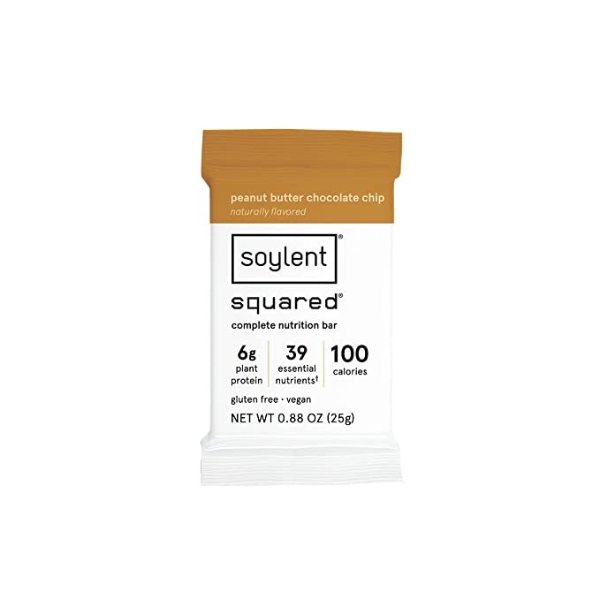 Squared Plant-Based 100 Calorie Snack Bars, Gluten Free, Low Sugar, 6g Vegan Protein, Peanut Butter Chocolate Chip, 24 Count