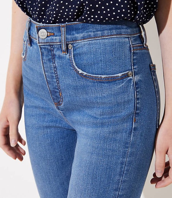 High Rise Slim Pocket Skinny Jeans in Original Mid Indigo Wash | LOFT