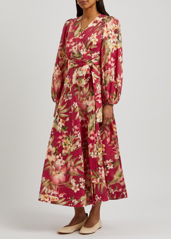 New Season Lexi floral-print linen maxi wrap dress