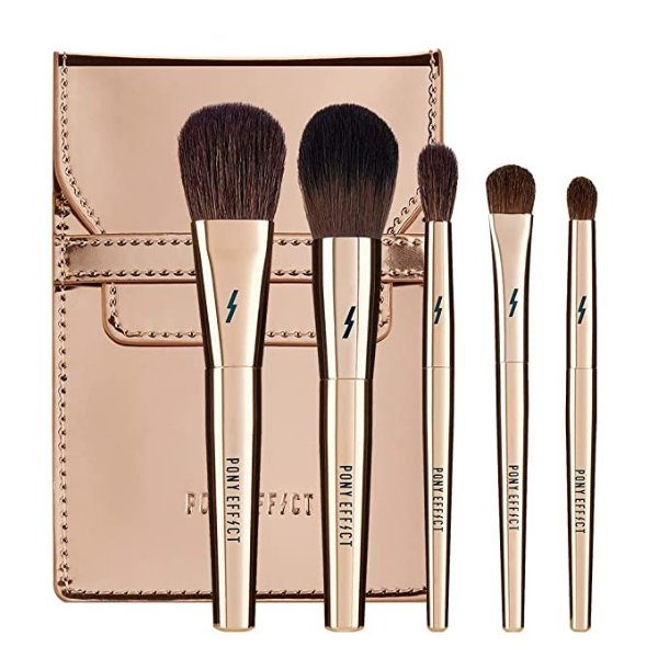 EFFECT Mini Makeup Brush Set 3.4oz | 5 Must-Have Brush Set with Travel Pouch | K-beauty