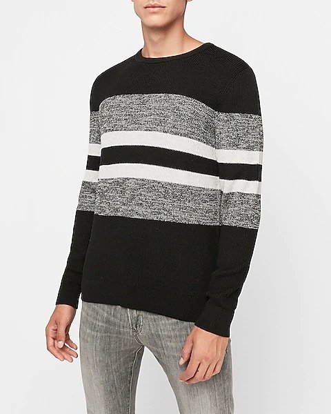 Striped Marled Crew Neck Sweater