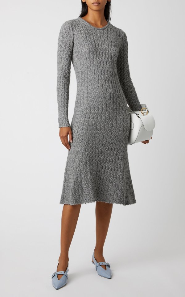 Cableknit Knee-length Sweater Dress