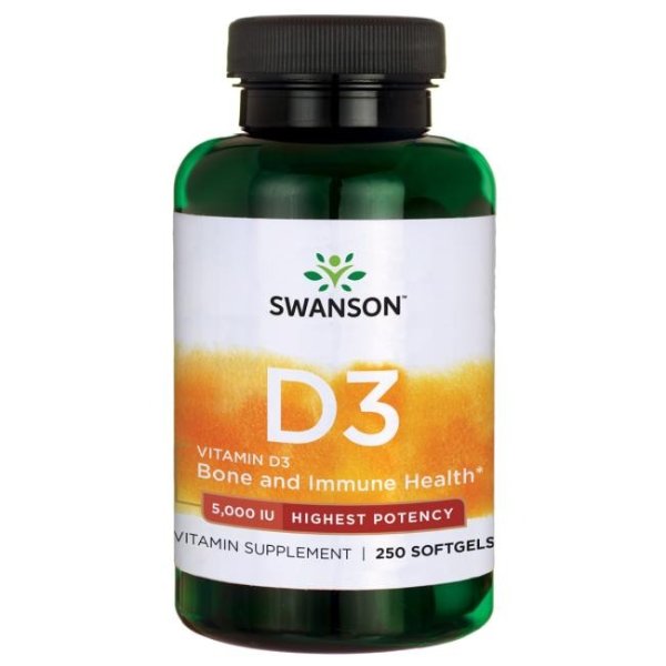 Vitamin D-3 5,000 IU - 250 Softgels - Swanson Health Products