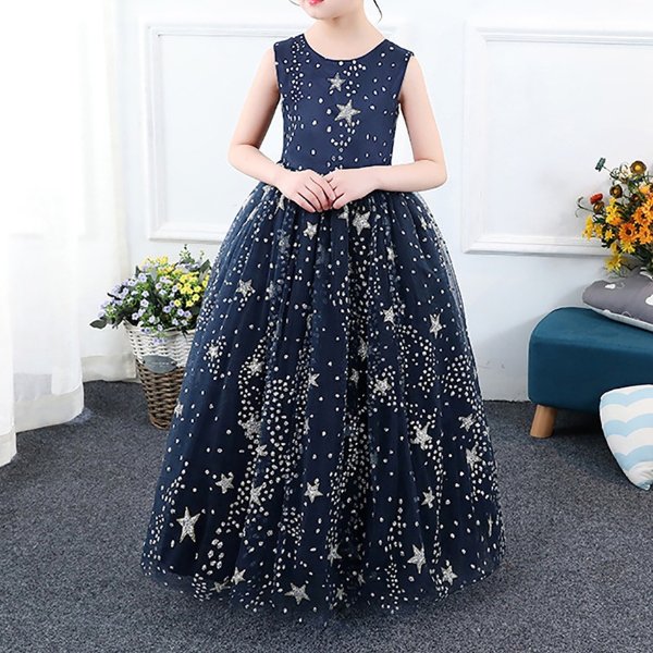 Pretty Sequined Star Pattern Sleeveless Party Dress