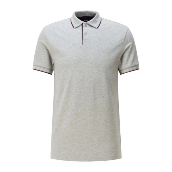 - Slim Fit Polo Shirt In Stretch Piqu With Curved Logo