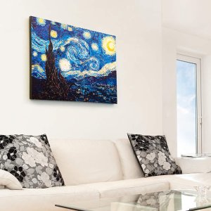 Wieco Art Canvas Prints for Van Gogh Artwork Reproductions Starry Night Modern Wall Art for Home Decoration 12 by 16inch