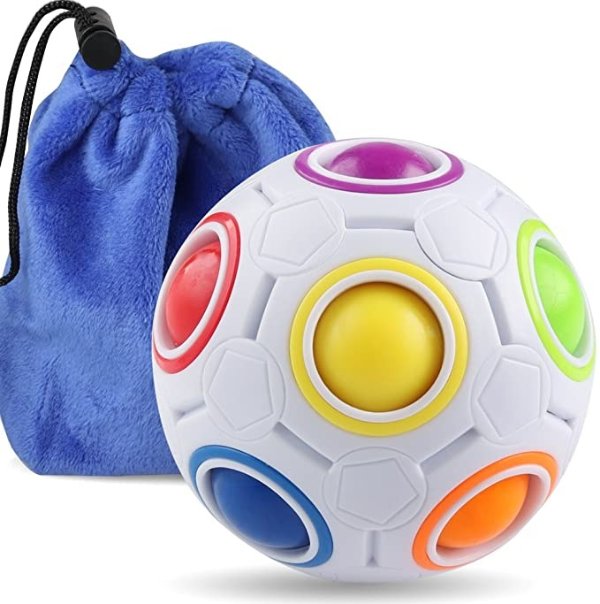 Rainbow Puzzle Ball with Pouch Color-Matching Puzzle Game Fidget Toy Stress Reliever Magic Ball Brain Teaser for Kids and Adults, Children, Boy, Girl Holiday