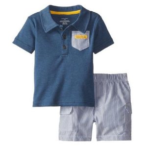 Calvin Klein 男童深蓝Polo衫+短裤两件套