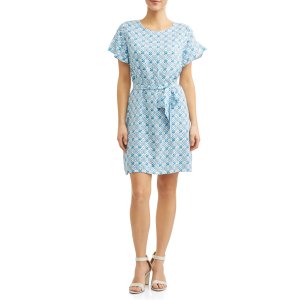 Walmart 精选女式梭织印花荷叶边连衣裙