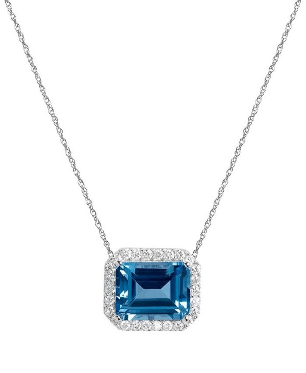 Swiss Blue Topaz (4 ct. t.w.) 钻石项链