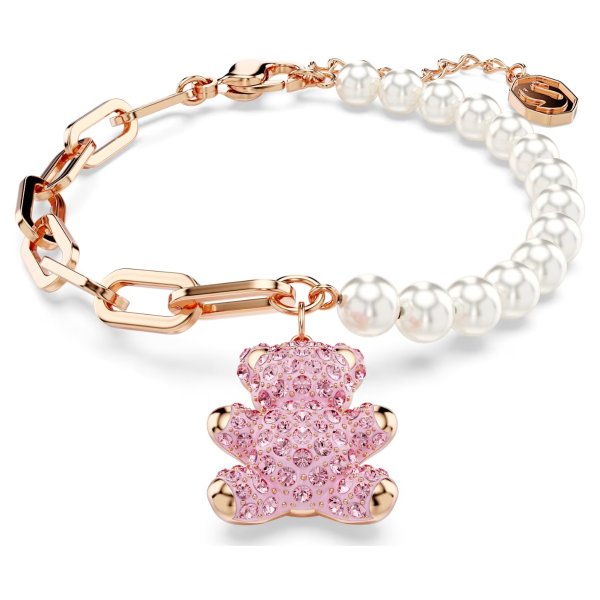 Teddy bracelet Bear, Pink, Rose gold-tone plated