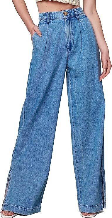 [BLANKNYC] Womens Luxury Clothing Pleated Denim Jeans Trouser, Comfortable & Stylish Pants