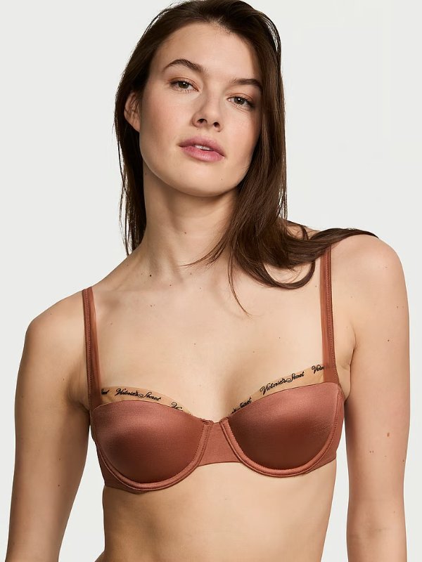 Smooth Logo Embroidery Lightly Lined Balconette Bra