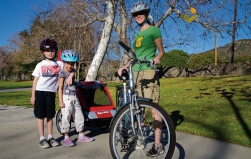 Allen Sports 高级全钢材质 双儿童位自行车拖挂车 红色