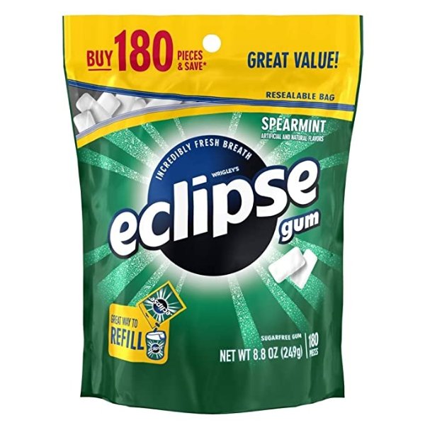 Eclipse, Spearmint Sugarfree Gum, 180 ct