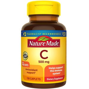 Nature Made Vitamin C 500 mg Caplets with Rose Hips, 130 Count (Packaging May Vary)