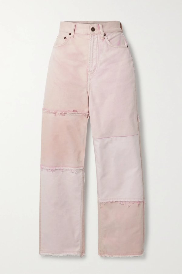 + NET SUSTAIN 1993 frayed patchwork organic high-rise straight-leg jeans