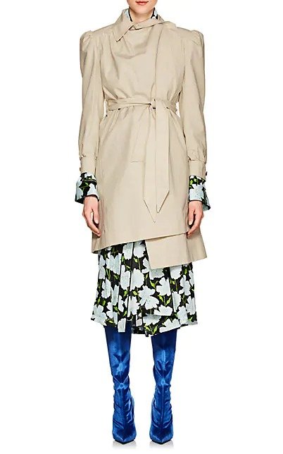 Ruched Cotton Belted Trench Coat Ruched Cotton Belted Trench Coat