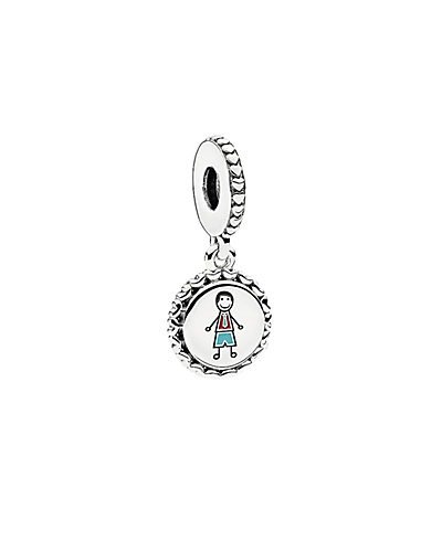 Silver DAD Stick Figure Engraved Dangle Charm